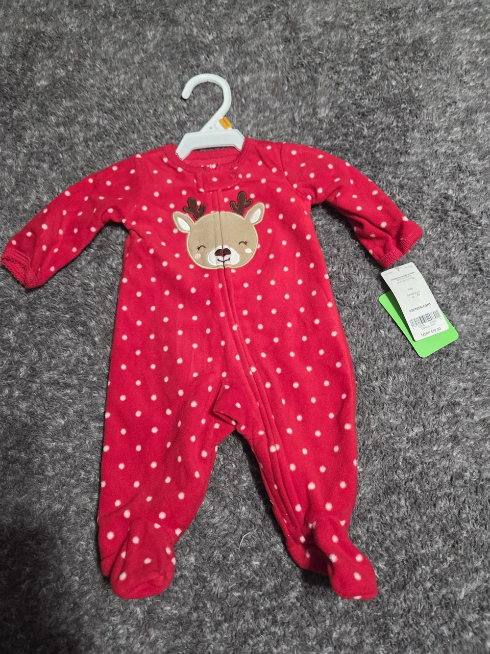 Carter's Red Polka Dot Reindeer Footed One-Piece